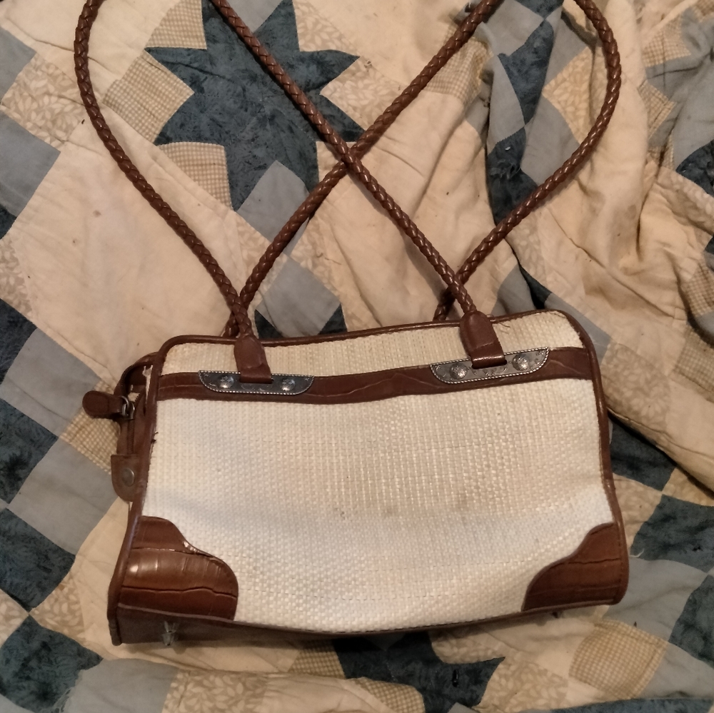 Tan leather over the shoulder purse